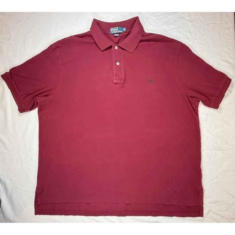 Polo Ralph Lauren Shirt Men 2XB Maroon Cotton Classic Pullover Casual Big & Tall